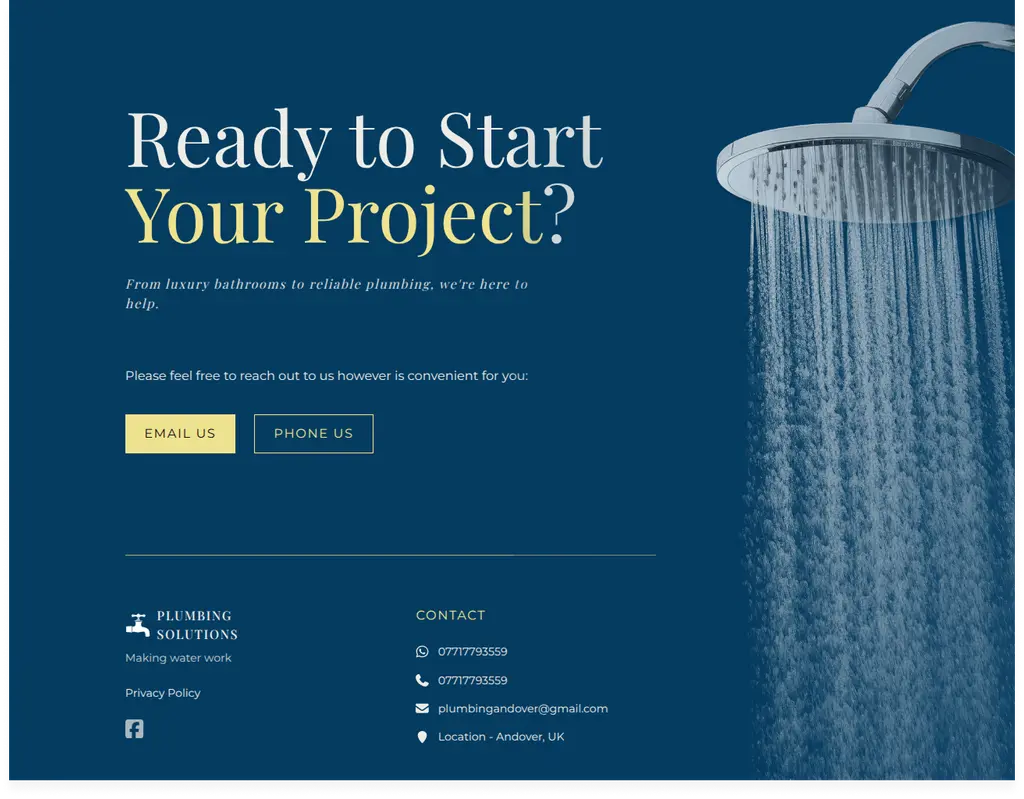 Plumbing Solutions website footer