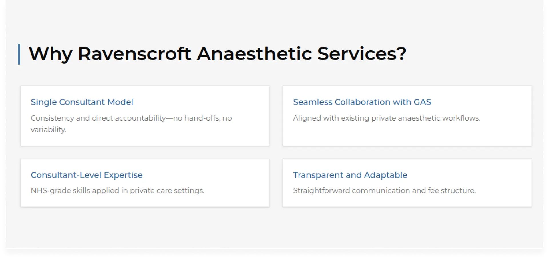 Ravenscroft Anaesthetic Services content block