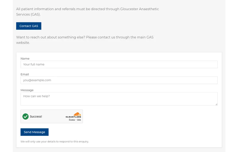 Page copy, buttons, and the contact form afterwards